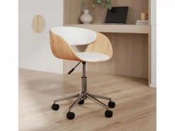 Rendez-Vous Déco Silla giratoria de madera y PU con ruedas - Adelmar