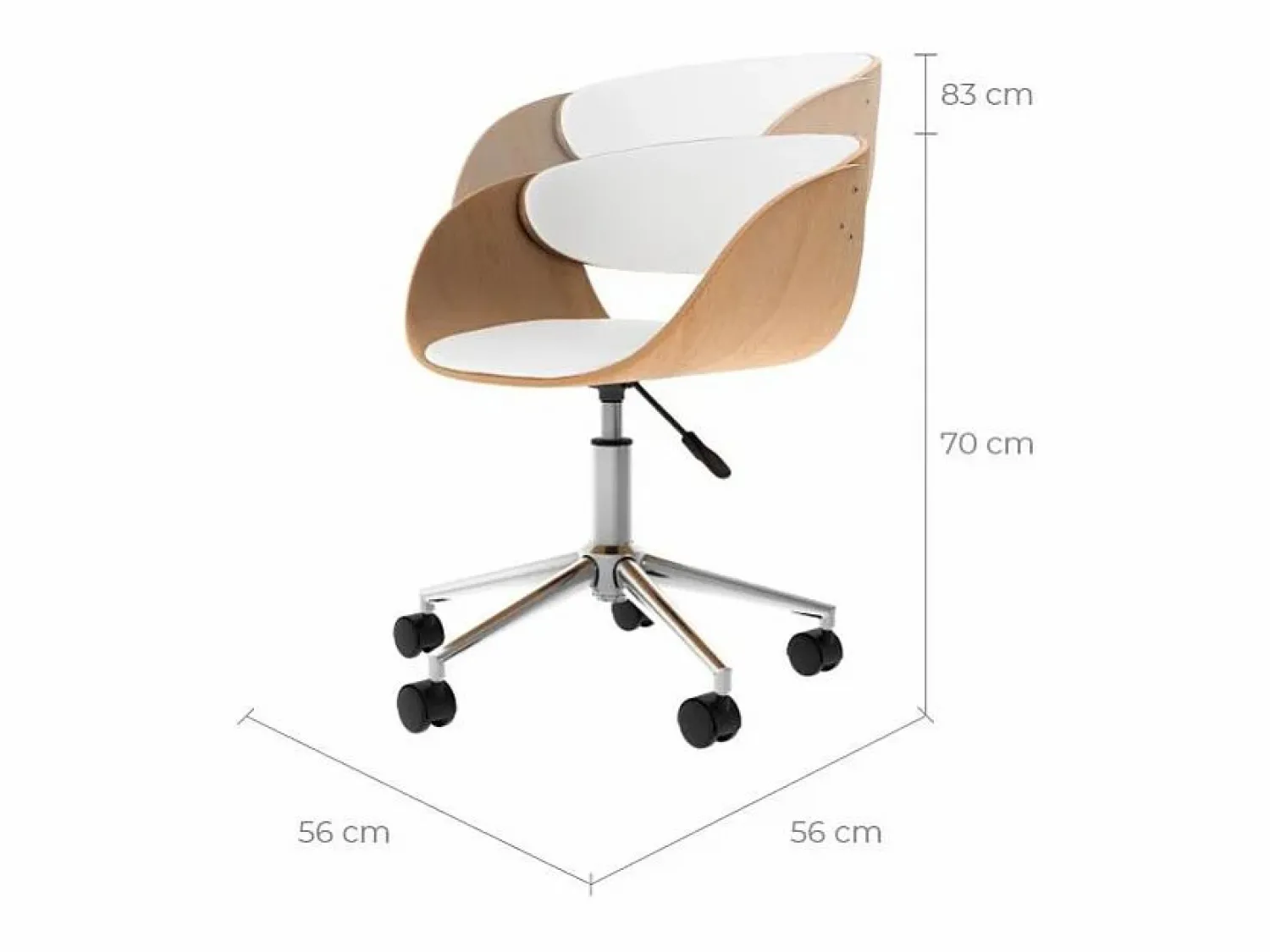 Rendez-Vous Déco Silla giratoria de madera y PU con ruedas - Adelmar