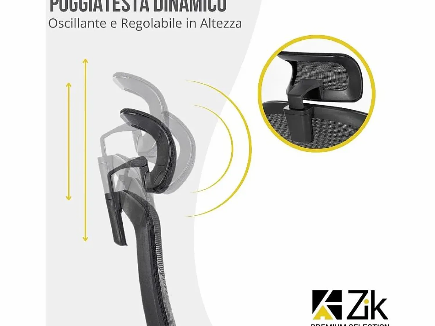 Outlet Silla giratoria de oficina ergonómica con reposabrazos, reposacabezas y soporte lumbar, ajustable, silla de escritorio de tela, - ZIK Silla De Oficina