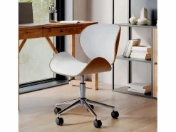 Sale Silla giratoria de oficina en piel sintética blanca 79-91cm - Baudoin Silla De Escritorio