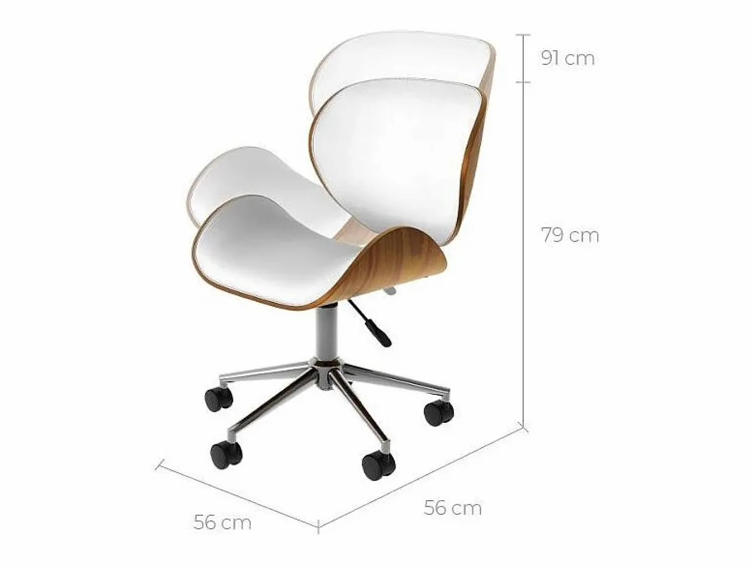 Sale Silla giratoria de oficina en piel sintética blanca 79-91cm - Baudoin Silla De Escritorio
