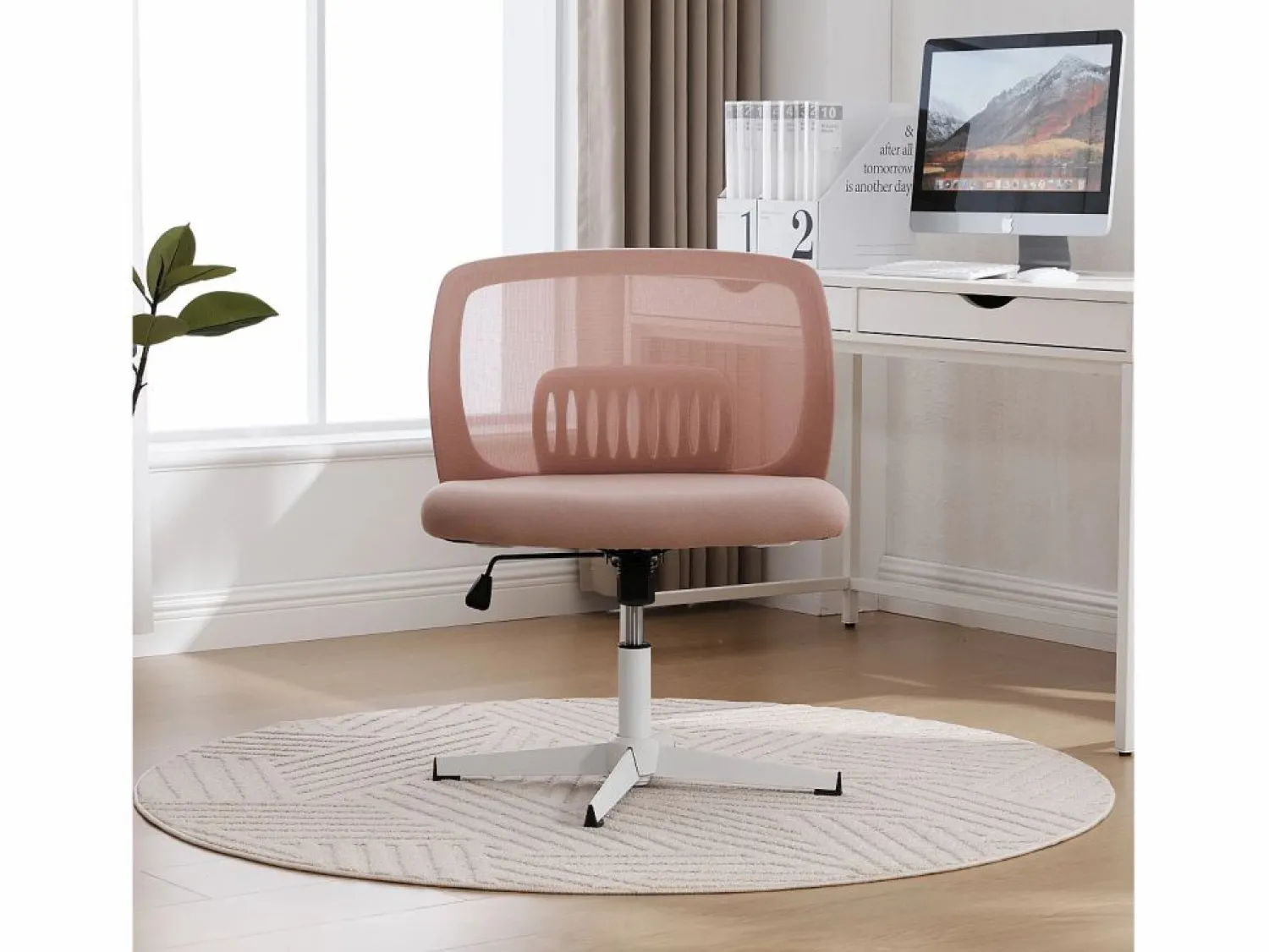 Sale Silla giratoria de oficina - Sillón giratorio con función de balanceo y ajuste de altura - malla Rosa