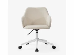 Online FRANCHINISHOP Silla giratoria de tela con reposabrazos para oficina y teletrabajo Kivri - Blanco
