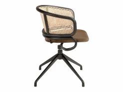 Outlet Silla giratoria rattan y terciopelo marrón 4129 Silla De Escritorio