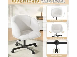 Discount Merax Silla giratoria/de oficina/de ordenador - 66 x 64 x 87 cm - Giratoria 360° - Terciopelo - Beige