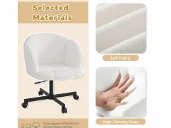 Discount Merax Silla giratoria/de oficina/de ordenador - 66 x 64 x 87 cm - Giratoria 360° - Terciopelo - Beige