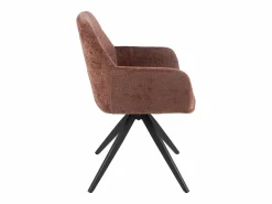 Les Tendances Silla LOUNA con reposabrazos – Tejido suave y patas de acero negro-Color Marrón