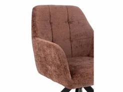 Les Tendances Silla LOUNA con reposabrazos – Tejido suave y patas de acero negro-Color Marrón