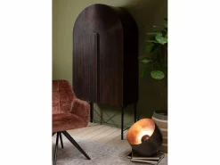 Les Tendances Silla LOUNA con reposabrazos – Tejido suave y patas de acero negro-Color Marrón