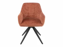 Les Tendances Silla LOUNA con reposabrazos – Tejido suave y patas de acero negro-Color Marrón
