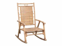 Outlet Silla mecedora con cojín bambú PWFG29416 Gris antracita
