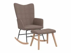 Silla mecedora con reposapiés tela gris taupe ES44386 Sillón Balancín