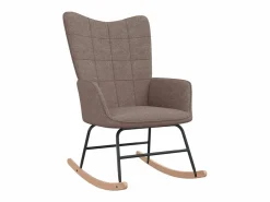 Silla mecedora con reposapiés tela gris taupe ES44386 Sillón Balancín