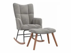vidaxl Silla mecedora con reposapiés terciopelo claro
