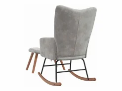 vidaxl Silla mecedora con reposapiés terciopelo claro