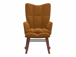 Hot Silla mecedora con reposapiés terciopelo marrón ES43614 Marru00f3n
