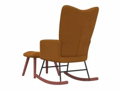 Hot Silla mecedora con reposapiés terciopelo marrón ES43614 Marru00f3n