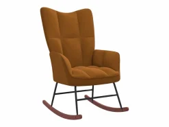 Hot Silla mecedora con reposapiés terciopelo marrón ES43614 Marru00f3n