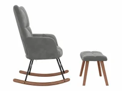 Discount vidaxl Silla mecedora con reposapiés terciopelo oscuro Gris