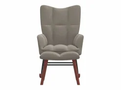 Clearance Silla mecedora con reposapiés terciopelo claro ES37237 Sillón Balancín