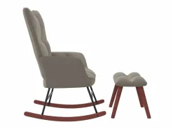 Clearance Silla mecedora con reposapiés terciopelo claro ES37237 Sillón Balancín