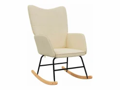 Discount vidaxl Silla mecedora con reposapiés tela color Crema