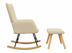 Discount vidaxl Silla mecedora con reposapiés tela color Crema