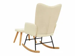 Discount vidaxl Silla mecedora con reposapiés tela color Crema
