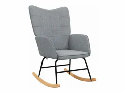 vidaxl Silla mecedora con reposapiés tela claro