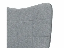 vidaxl Silla mecedora con reposapiés tela claro