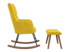 vidaxl Silla mecedora con reposapiés tela mostaza