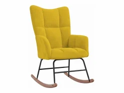 vidaxl Silla mecedora con reposapiés tela mostaza