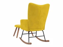 vidaxl Silla mecedora con reposapiés tela mostaza