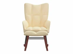 Silla mecedora con reposapiés terciopelo ES42156
