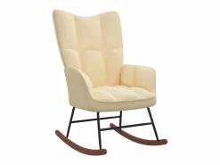 Silla mecedora con reposapiés terciopelo ES42156