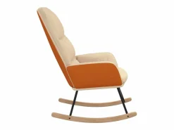 Best vidaxl Silla mecedora de tela blanco Crema