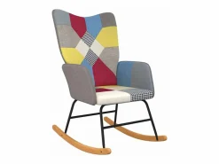 vidaxl Silla mecedora de tela Patchwork