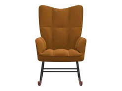 Discount Silla mecedora de terciopelo marrón ES33120 Marru00f3n