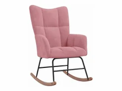 Discount vidaxl Silla mecedora de terciopelo Rosa