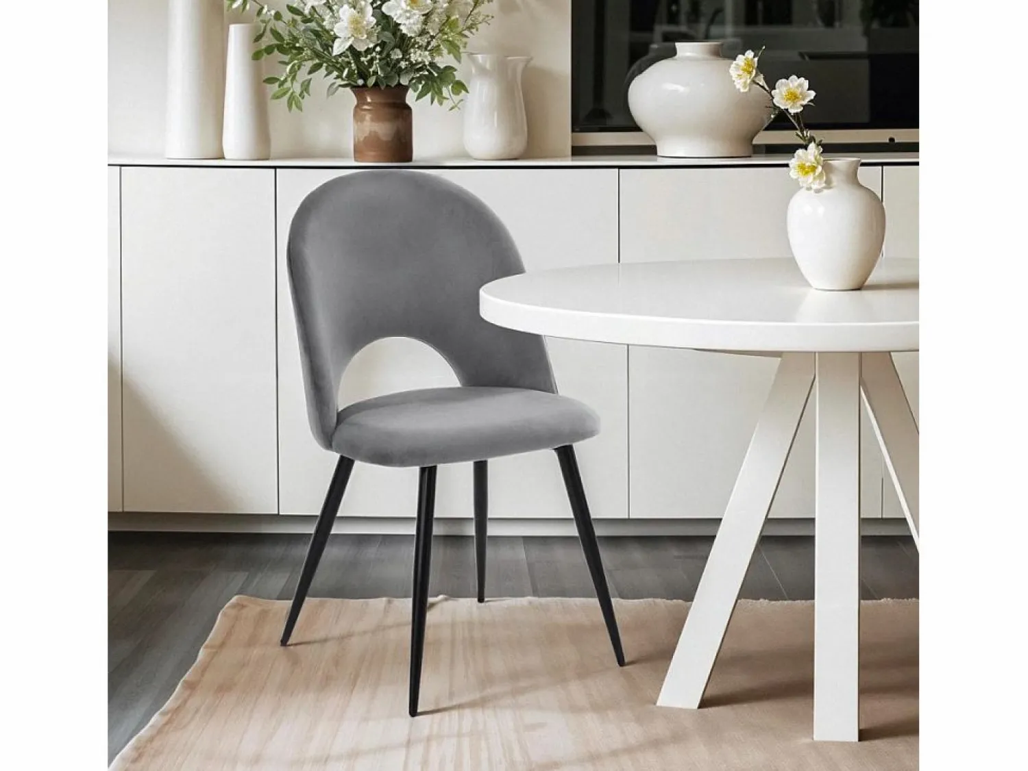 AHD Silla moderna de terciopelo y acolchada para salón-comedor y cocina Zarda -