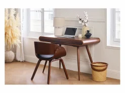Miliboo Silla negra y madera oscura nogal BENT