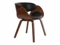 Miliboo Silla negra y madera oscura nogal BENT