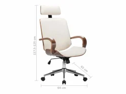 Silla oficina con reposacabezas cuero sintético madera Silla De Escritorio
