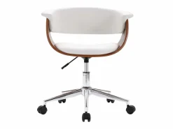 Silla oficina giratoria madera curvada cuero sintético blanco ES761955