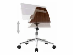 Silla oficina giratoria madera curvada cuero sintético blanco ES761955