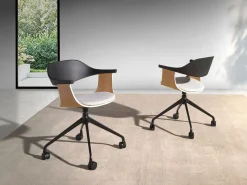 Clearance Silla oficina giratoria tela claro y pvc negro 4130 Silla De Escritorio