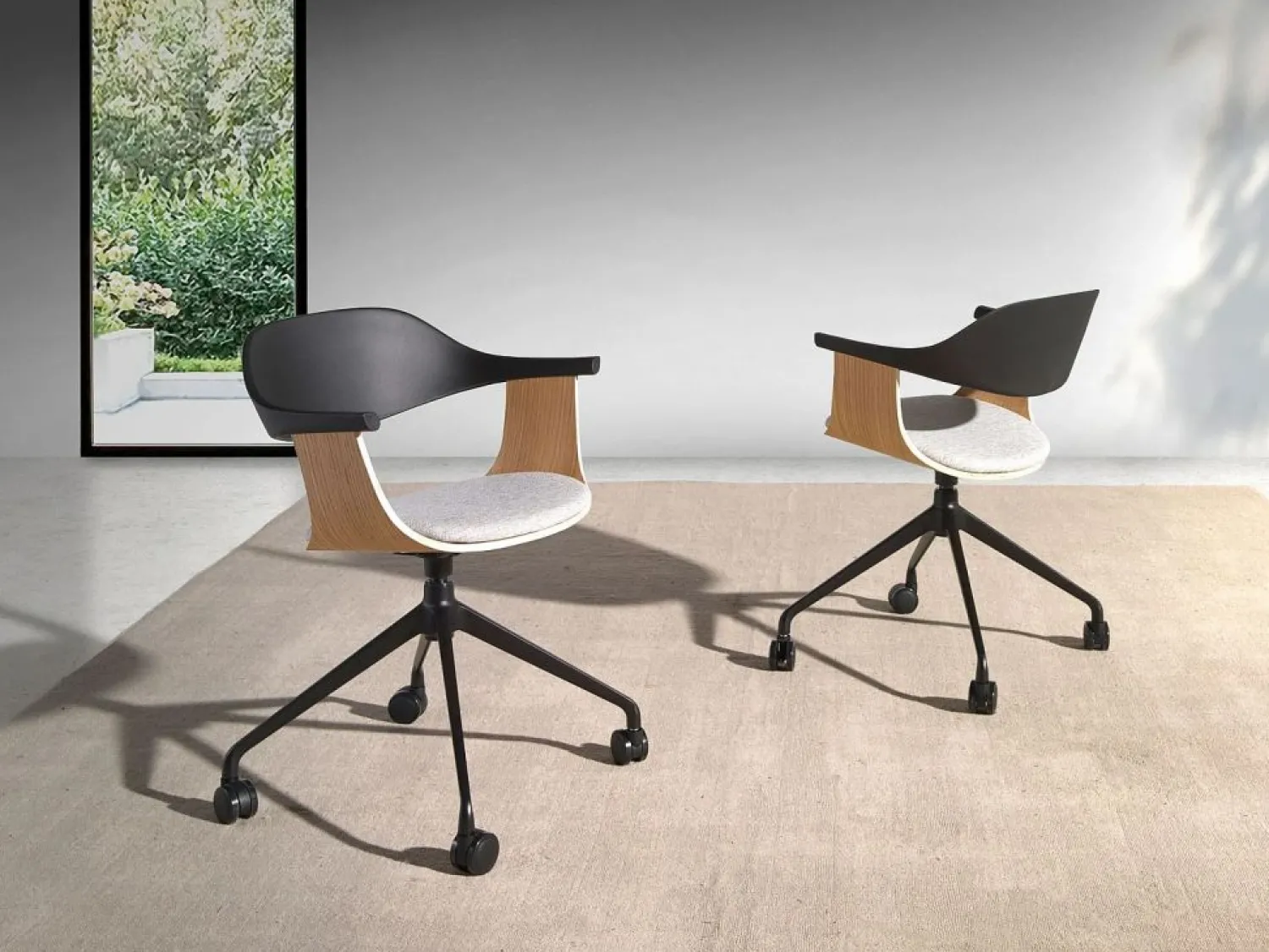 Clearance Silla oficina giratoria tela claro y pvc negro 4130 Silla De Escritorio
