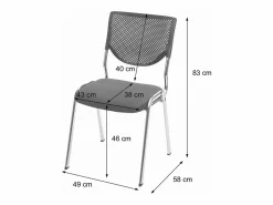 Clearance Silla para visitas H401 Apilable (juego de 4), asiento gris oscuro, patas cromadas Silla Conferencia