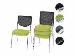Sale Silla para visitas H401 Apilable (juego de 4), asiento verde, patas cromadas Silla Conferencia