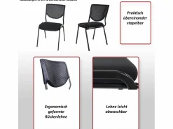 Sale Silla para visitas H401 Apilable (juego de 4), asiento verde, patas cromadas Silla Conferencia